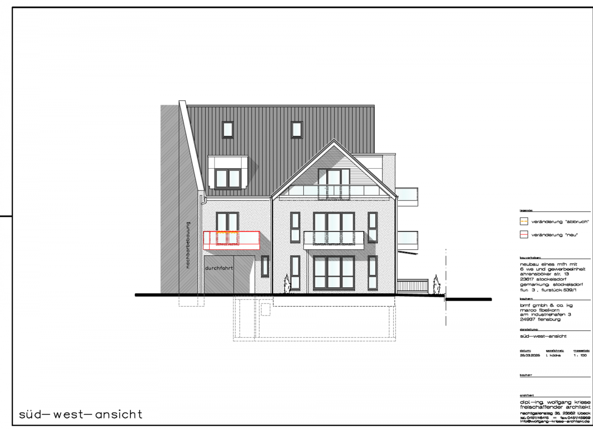 Balkon nun rückwärtig.