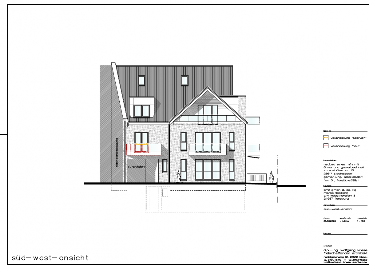 Balkon nun rückwärtig.