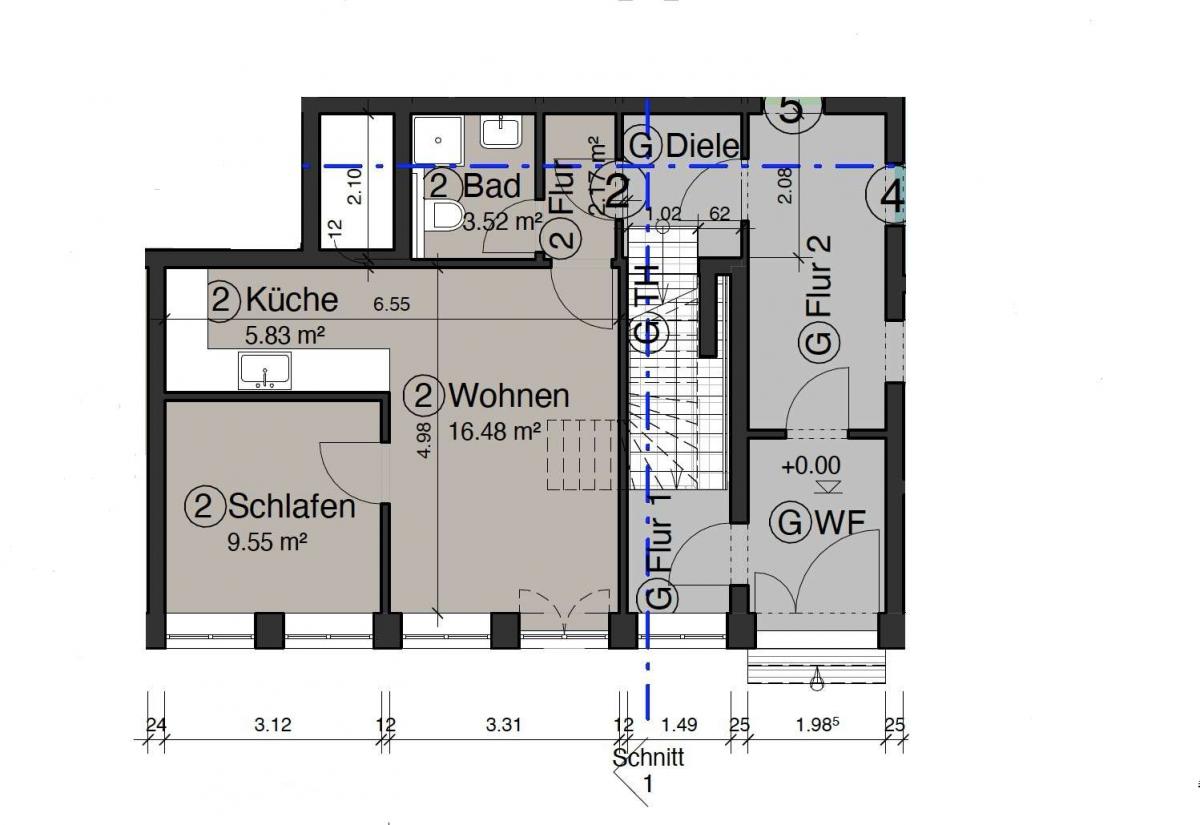 Grundriss EG. Whg. Nr. 2